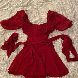 Burgundy romper dress